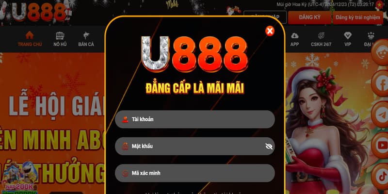 Đăng nhập U888 các bước rất đơn giản